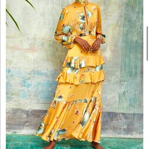 NWT Johanna Ortiz X H&M yellow maxi satin dress